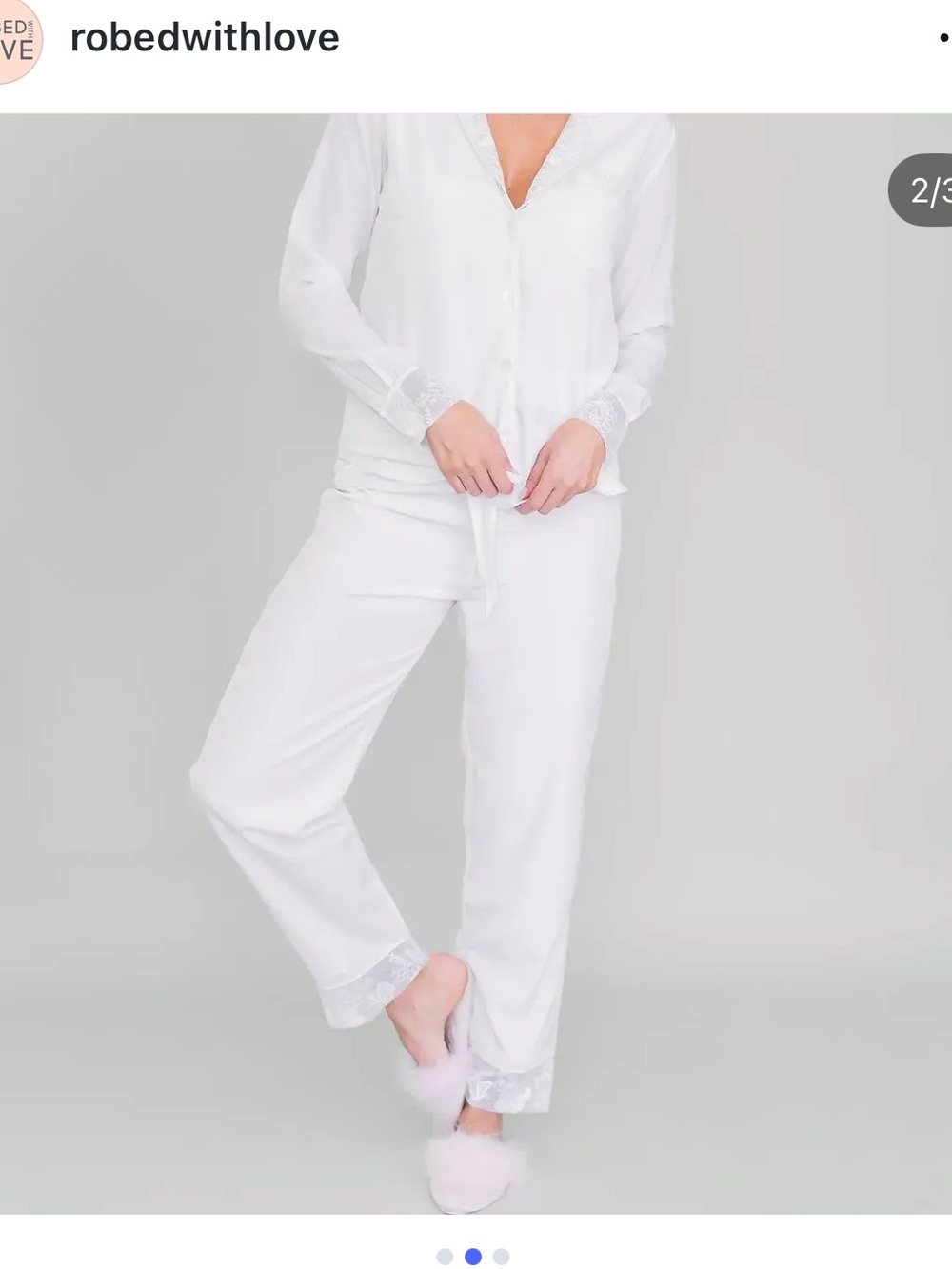 Women's White Lace-Trim Pajama Set by Robed with Love
